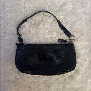 Urban Outfitters Black Croc-Embossed Shoulder Bag